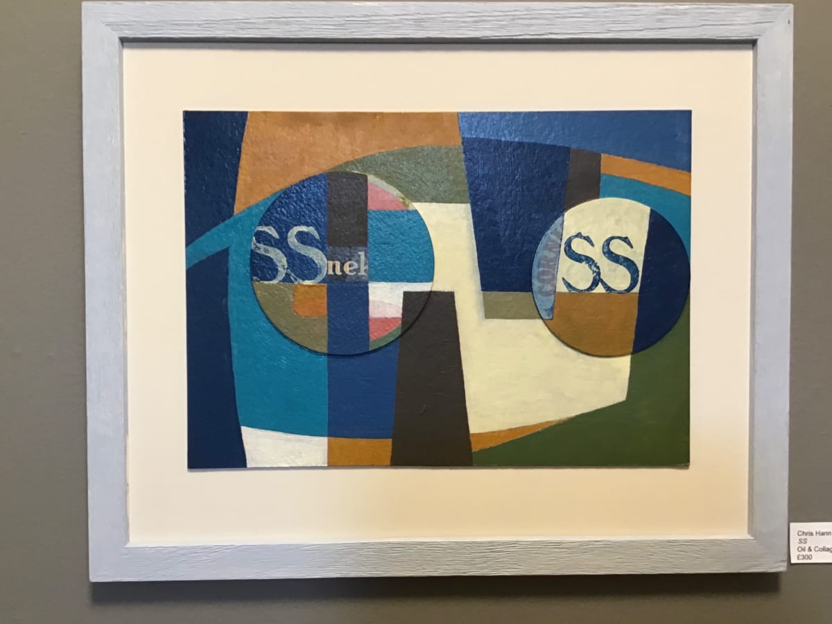 ‘SS’. Oil and collage painting based on boats in St. Ives harbour.