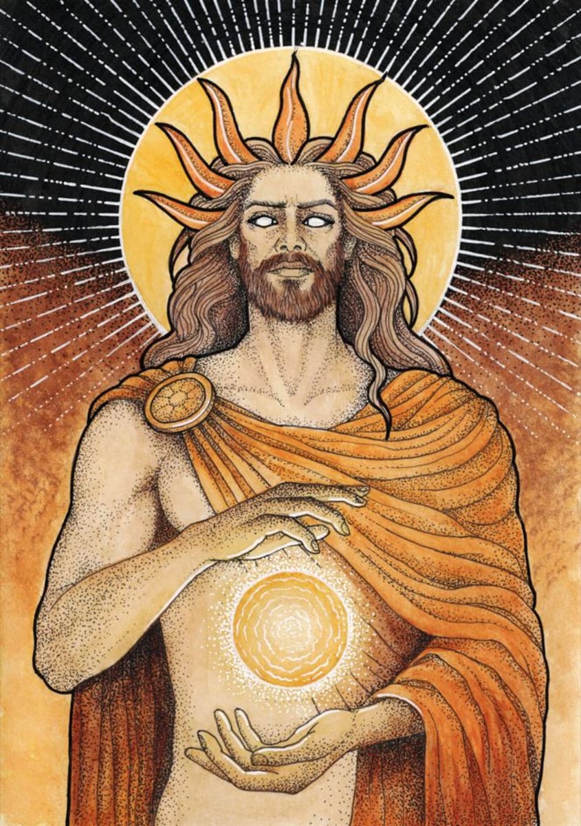 God of the Sun by Alice Baker - Ink & Watercolour