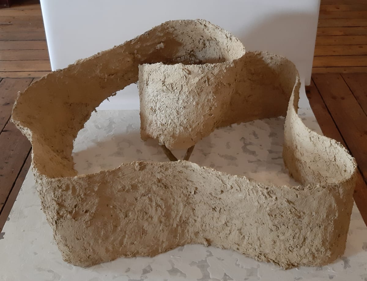 Looking Back & Forth by Carrie Clarke - Mixed media with 'daub' (clay, lime, straw, sand) and mesh