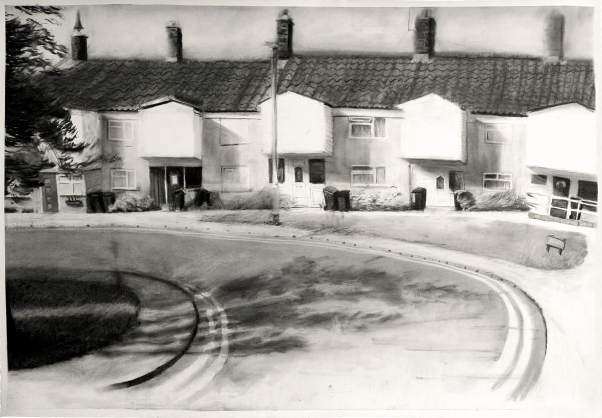Porches by Jordan Cook - Charcoal and pastel on paper