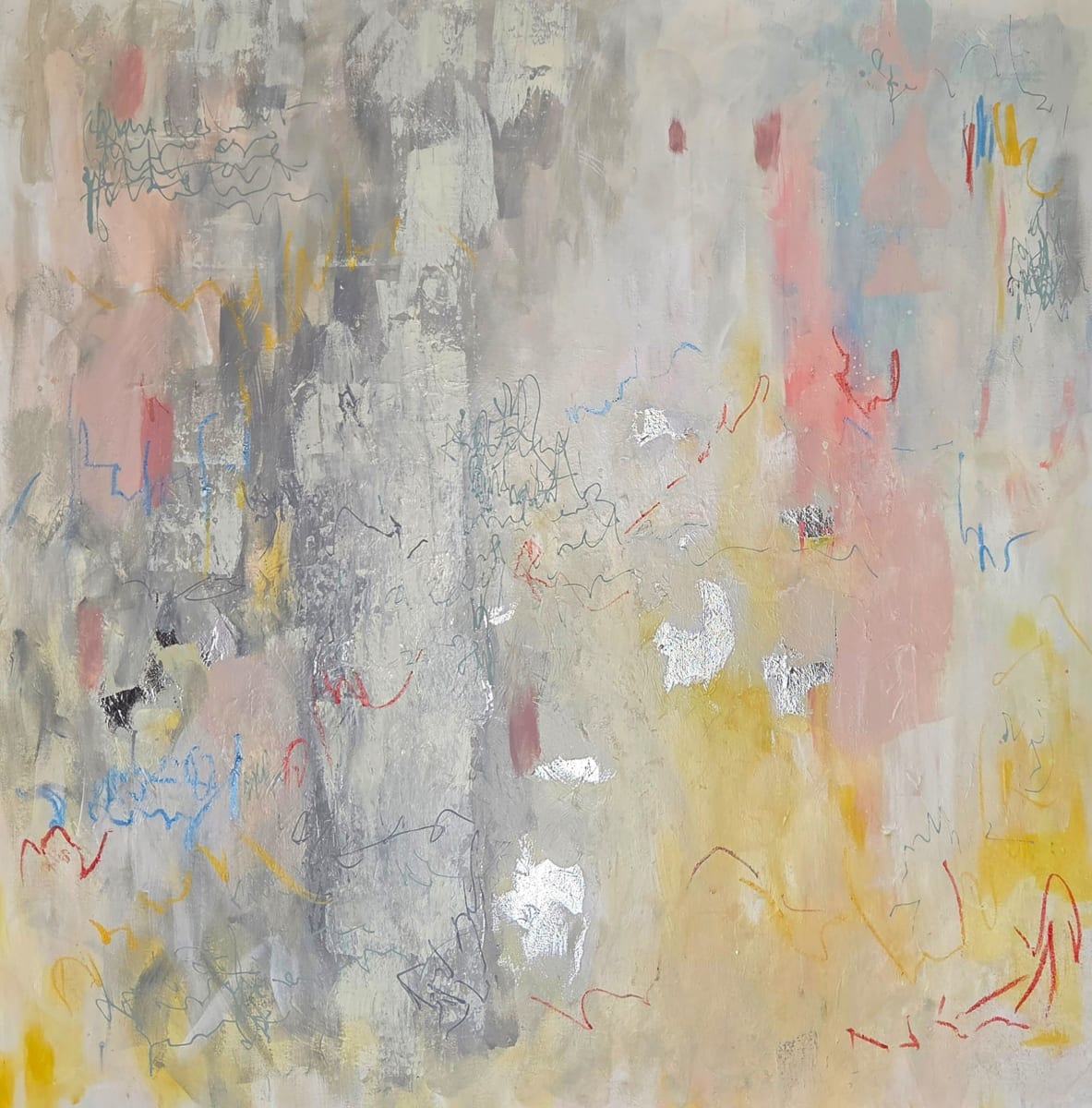 All That Potential, Acrylic and Silver Leaf on Canvas