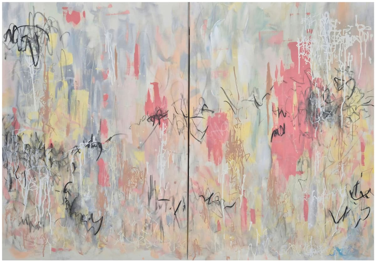 Always Two Steps Behind, acrylic and crayon on canvas Ella Johnston