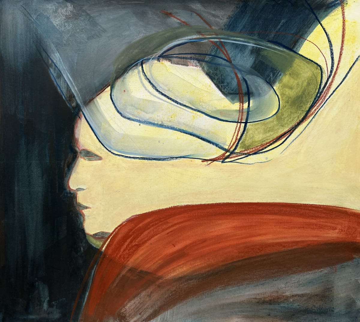 Woman in turban, 2026, 40 x 45 cm, water soluble crayon on paper