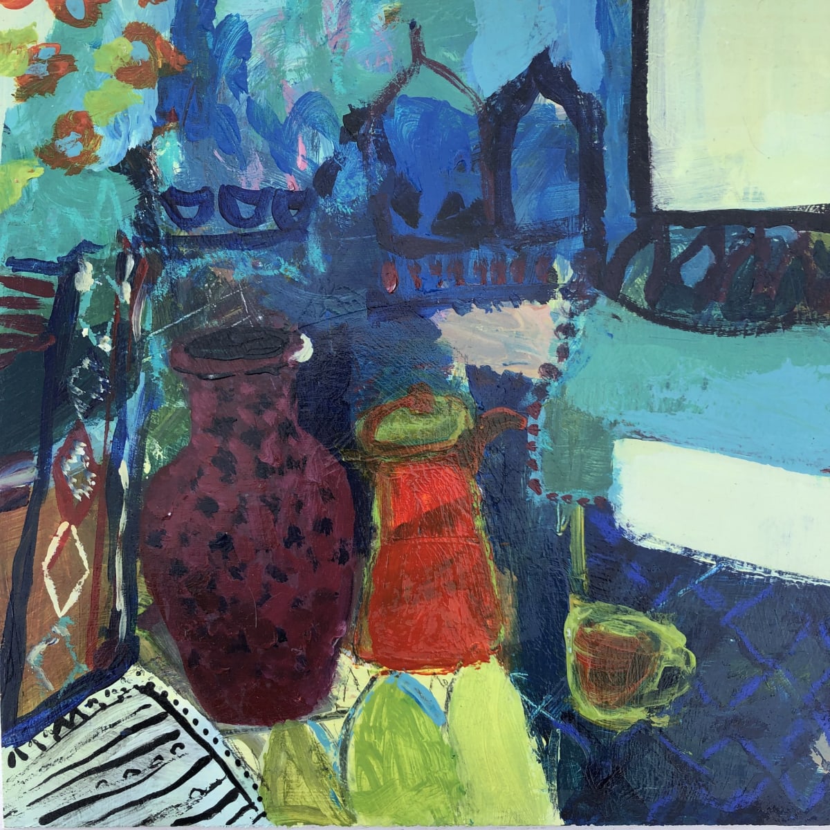Night Market by Antonia Clare - Acrylic and mixed media on board