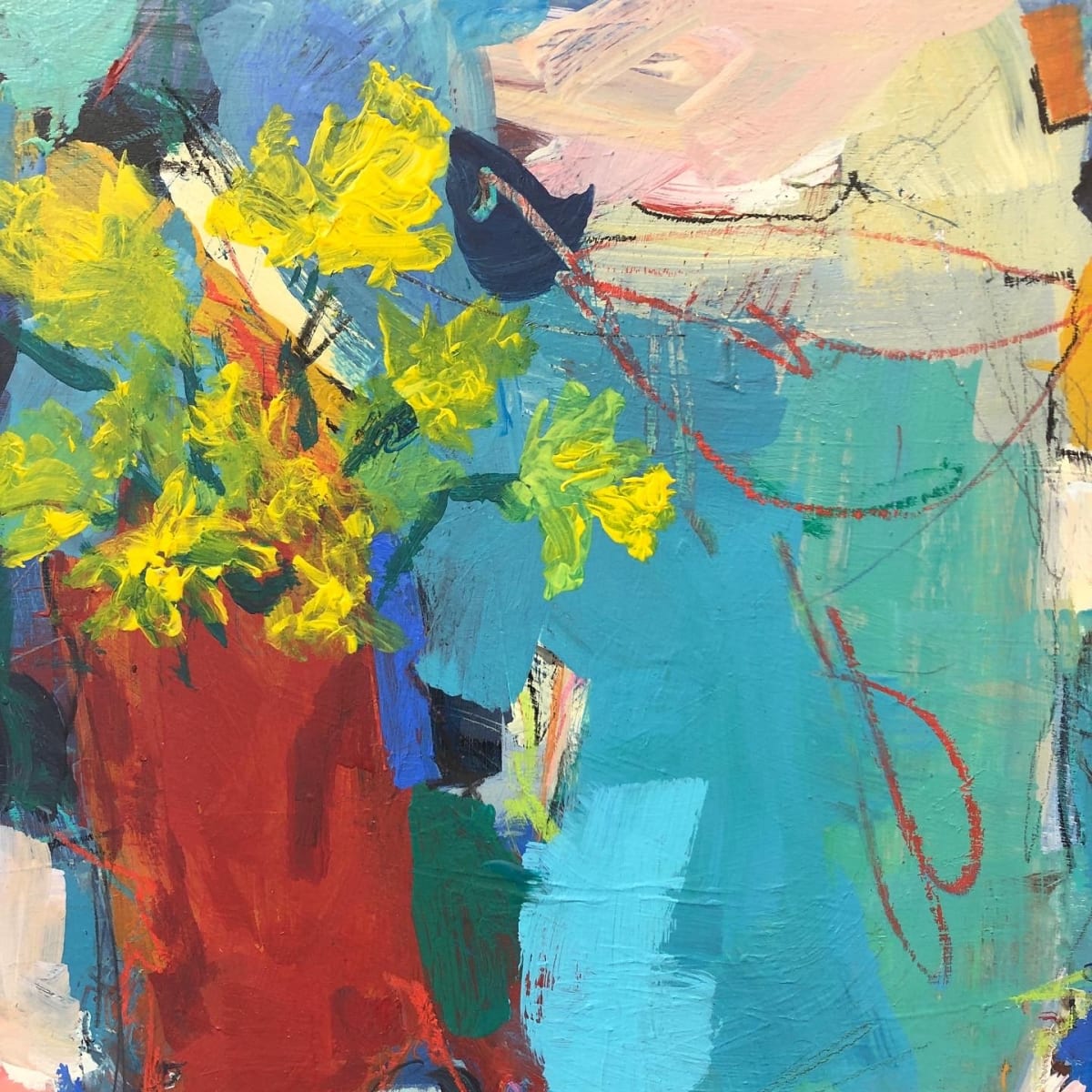 Daffodils by Antonia Clare - Acrylic and mixed media on board