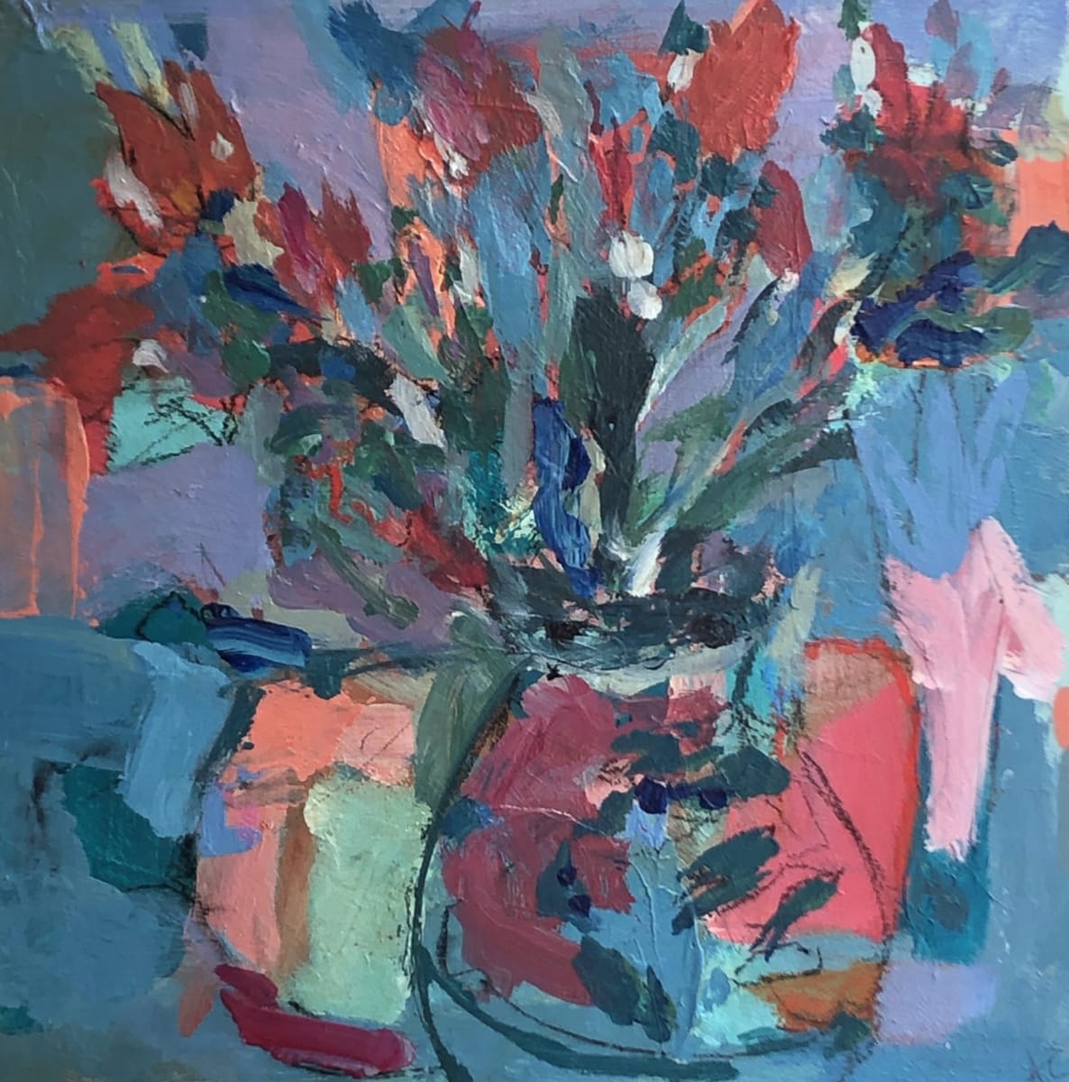 Tulips Glimpse by Antonia Clare - Acrylic on board