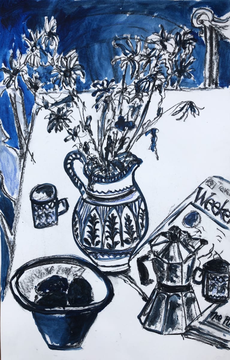 Le Weekend by Antonia Clare - Acrylic, charcoal and ink on paper