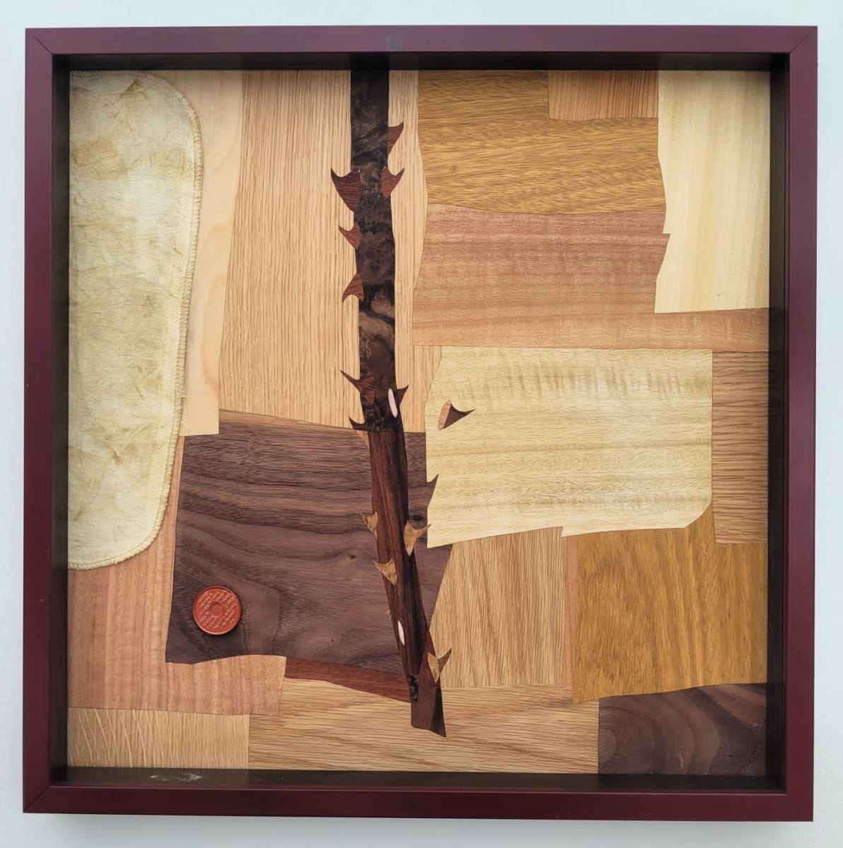no defences by Jay Potrykus - Mixed wood, sobriety chip, candelilla wax and rag