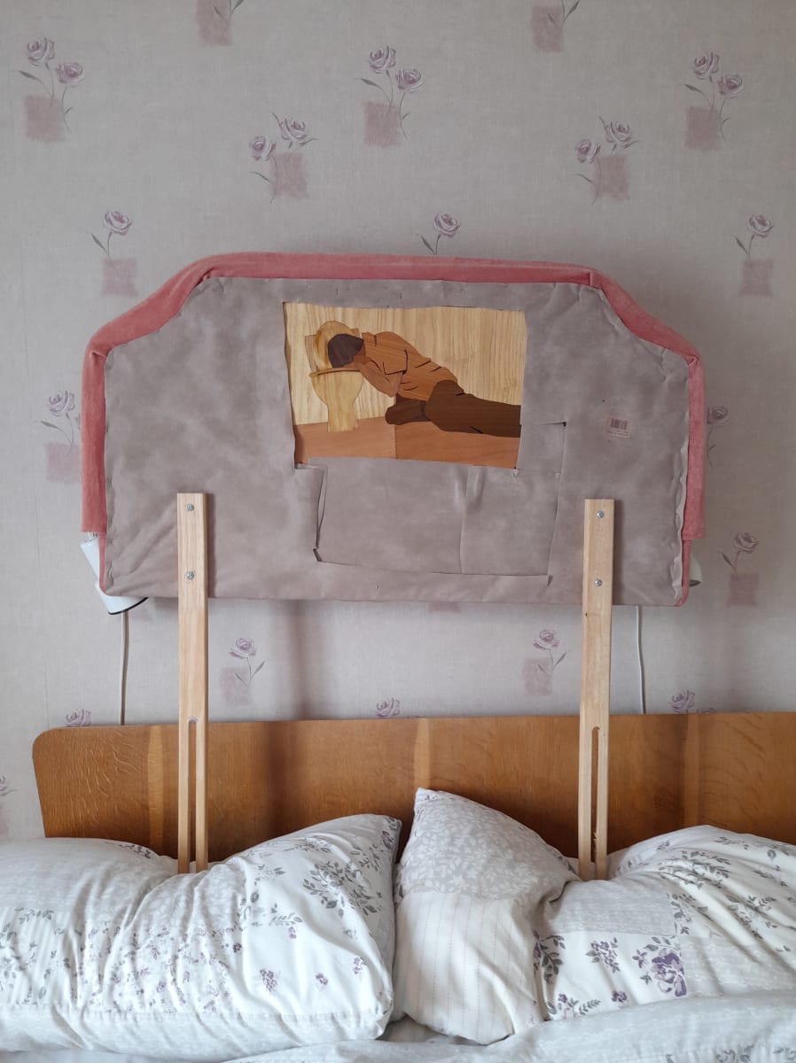 Fabric and mixed wood assemblage by Jay Potrykus