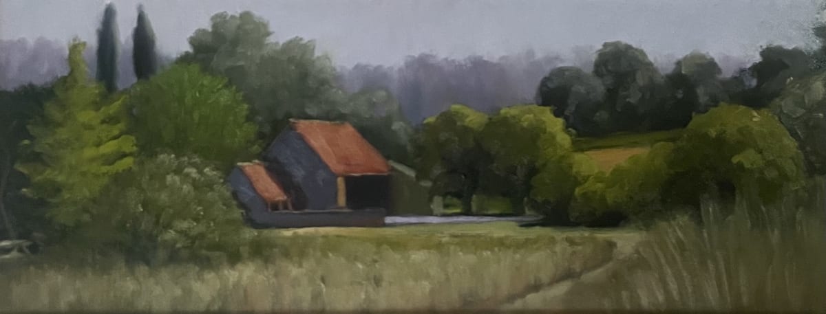 Across the fields from Cley by Nicholas Elliott - Oil