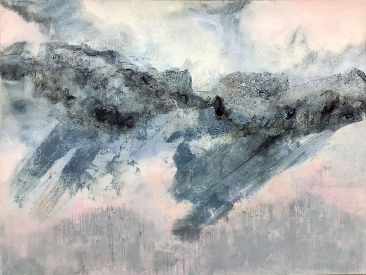 Dramatic grey storm clouds breaking over a pale horizon — Sarah Milne