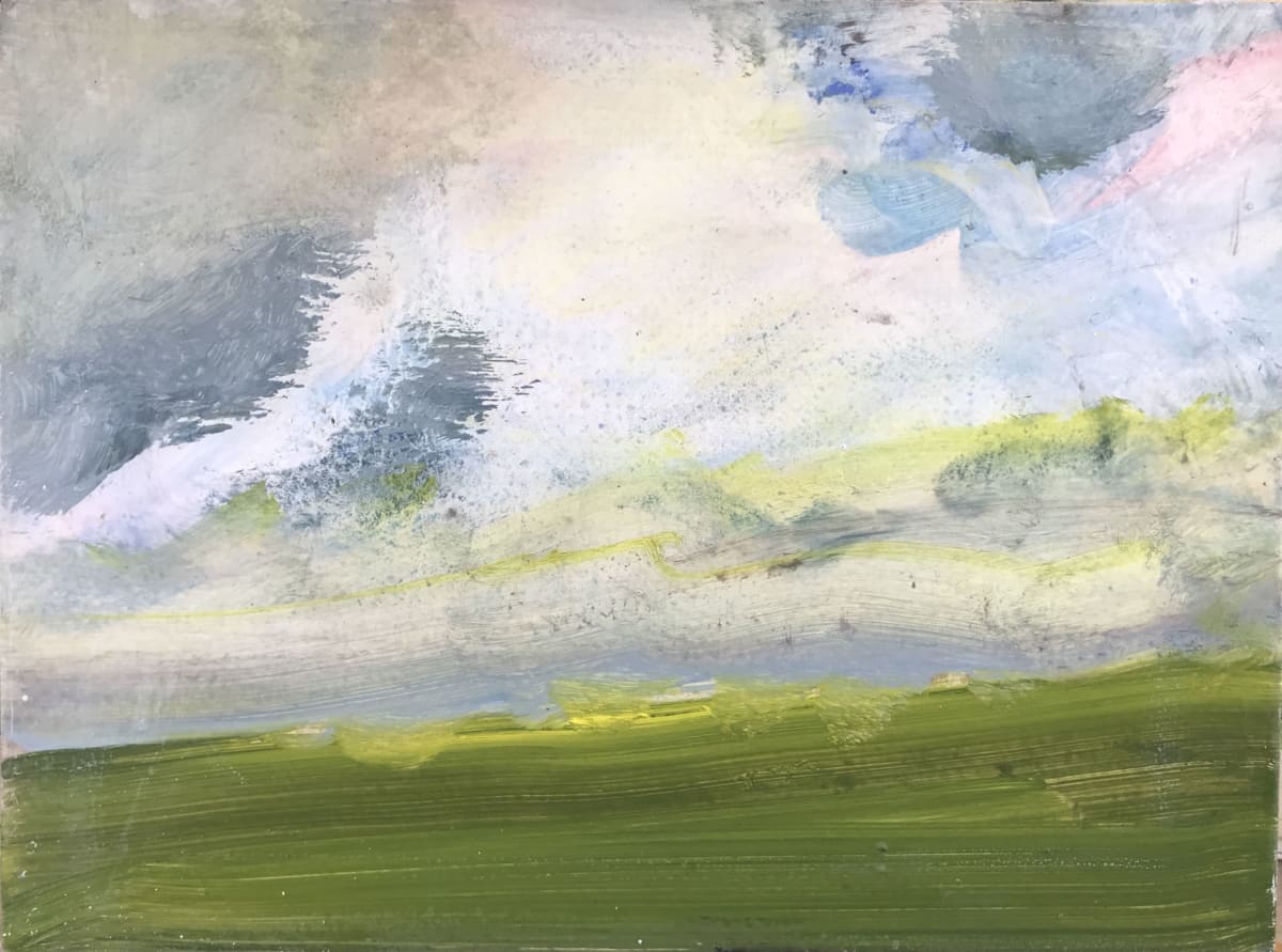A big sky gathering over a green field — Sarah Milne