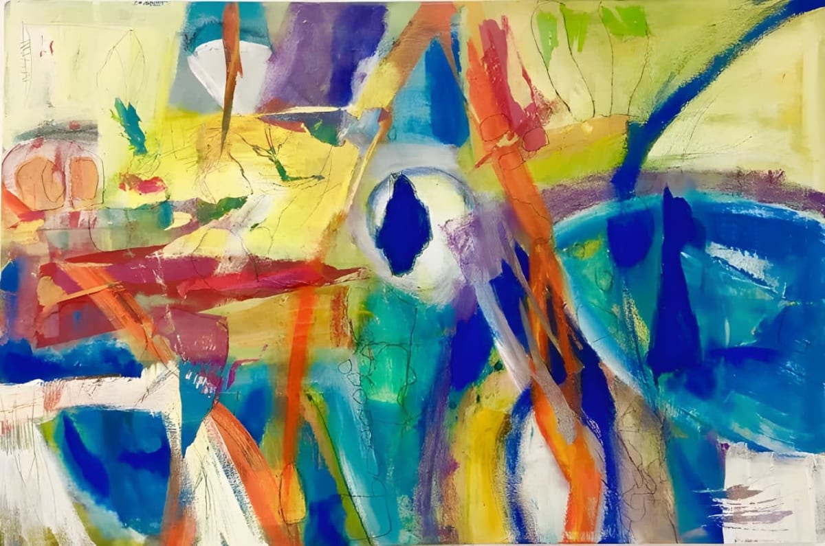 Eye of the Storm by Julia Watson — Acrylic and collage on canvas.
