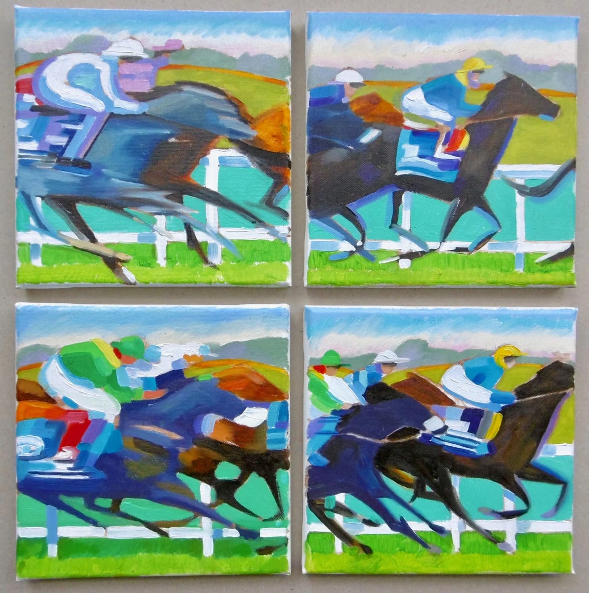 Epsom Races by Daphne Sandham — Oil on canvas.
