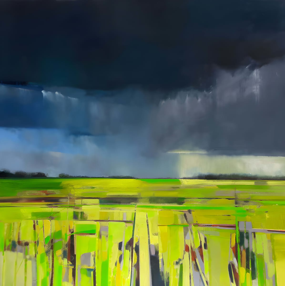 Grey Sky over Marsh by Ruth Bunnewell - Oil on aluminium