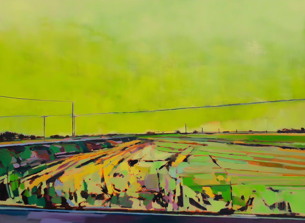Landscape near Wicken Fen by Ruth Bunnewell - Oil on wood panel
