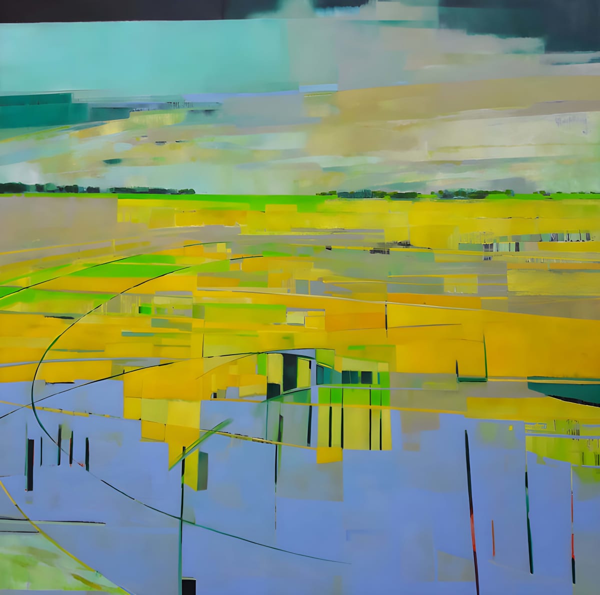 The Flooded Flat Land by Ruth Bunnewell - Oil on wood panel