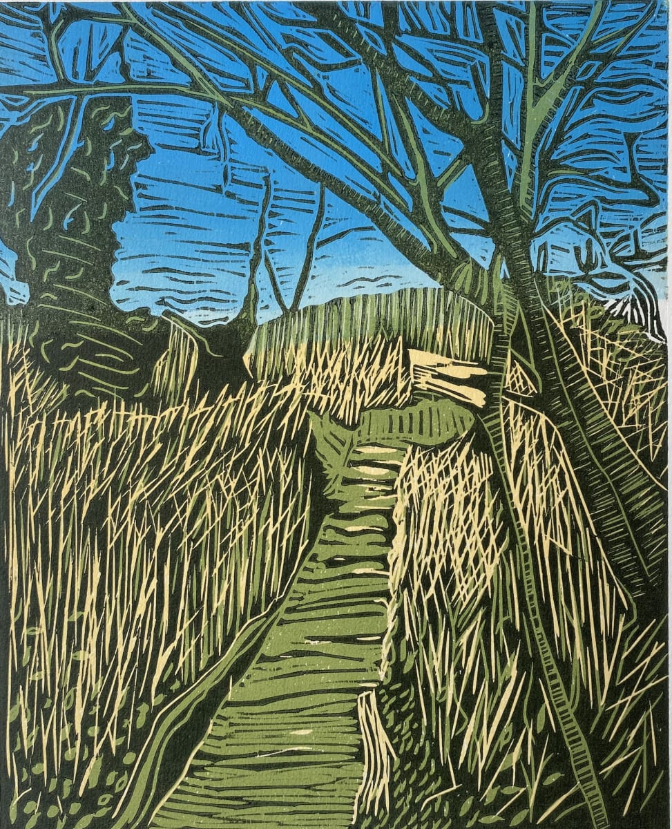 Footsteps From The Past by Susan Weaver - Woodcut