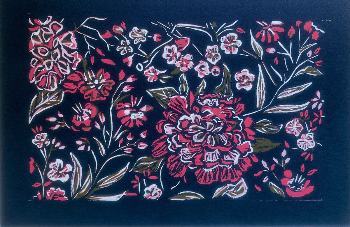 Peony by Susan Weaver - Woodcut