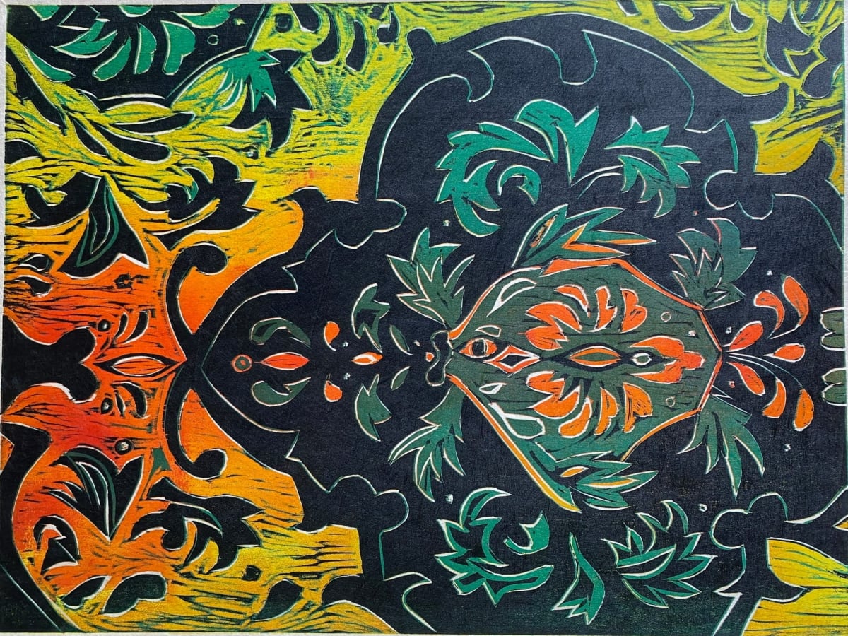 Wallpaper dreaming by Susan Weaver - Woodcut