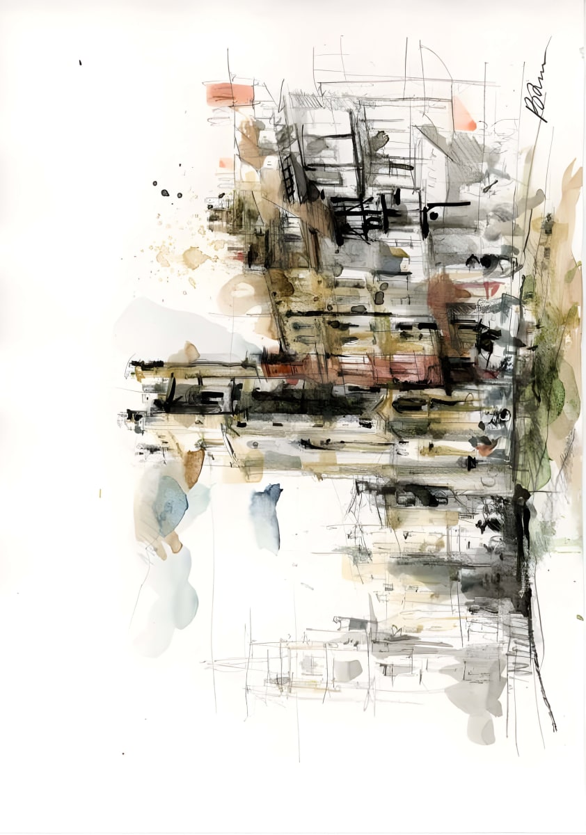 King's Parade, Cambridge by Bea Lukowska - Mixed media drawing