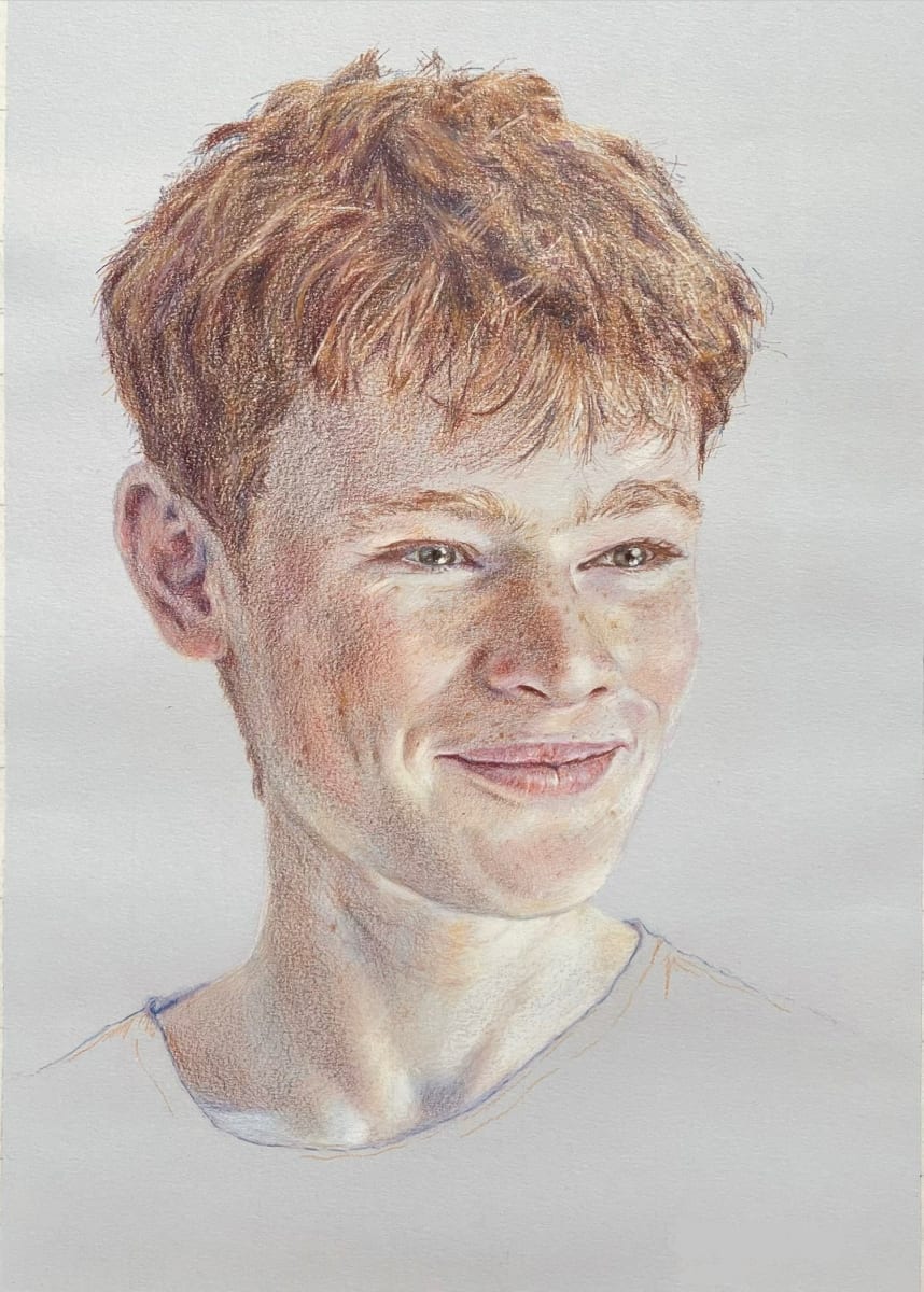 Smiling by Charlotte Bedingfeld - Coloured pencil