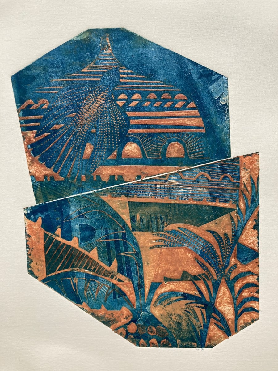 Blue Bird by Claire Fenwick - Drypoint collagraph print