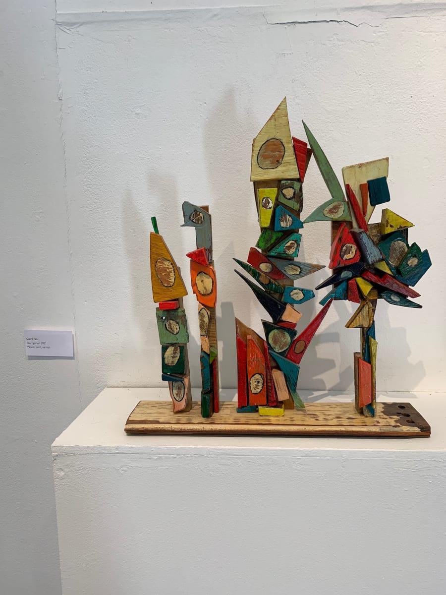 Painted wood sculpture by Clare Iles
