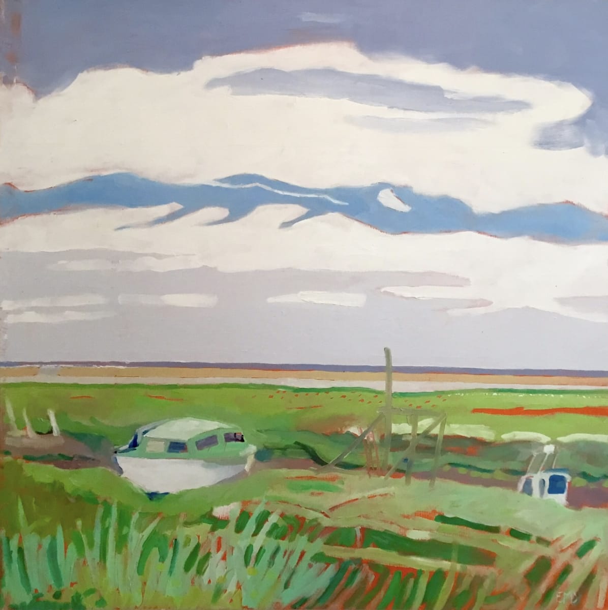 Thornham Marshes by Elizabeth De Alwis - Oil on board