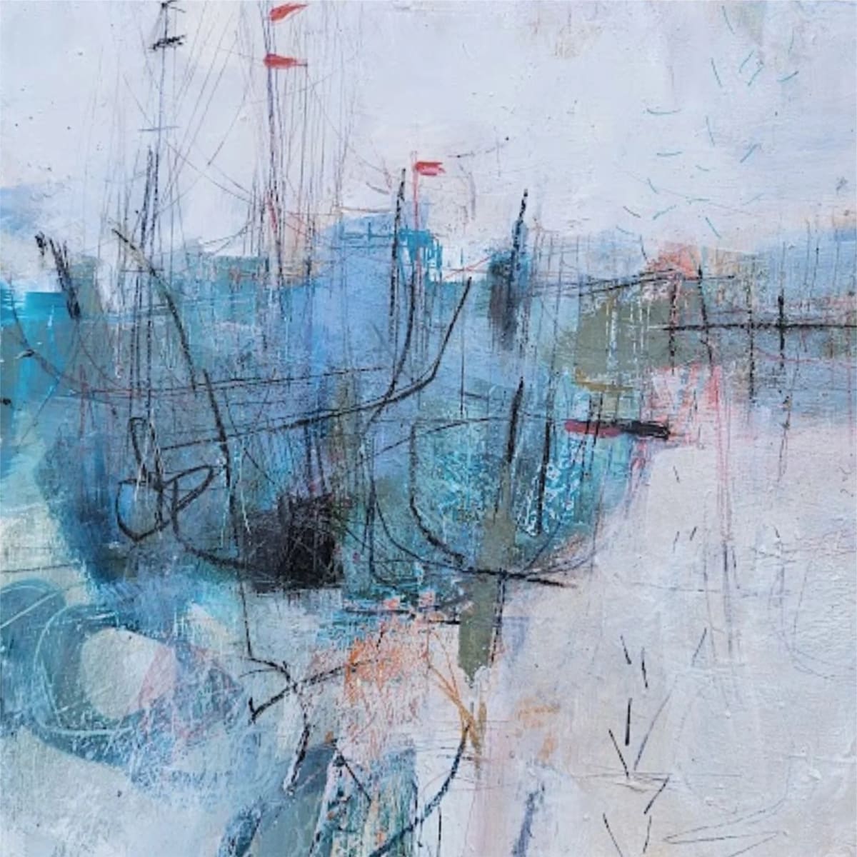 Ship to shore I by Frances Campbell - Acrylic, pencil and pastel on canvas board