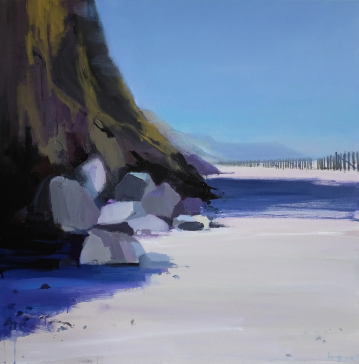 Looking down the beach towards Overstrand. April 2026 by Fred Ingrams - Acrylic on canvas