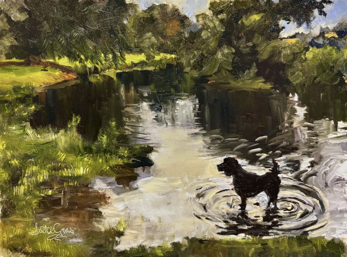 “Go on, throw it!” - by Irena Massarella, oil painting on board