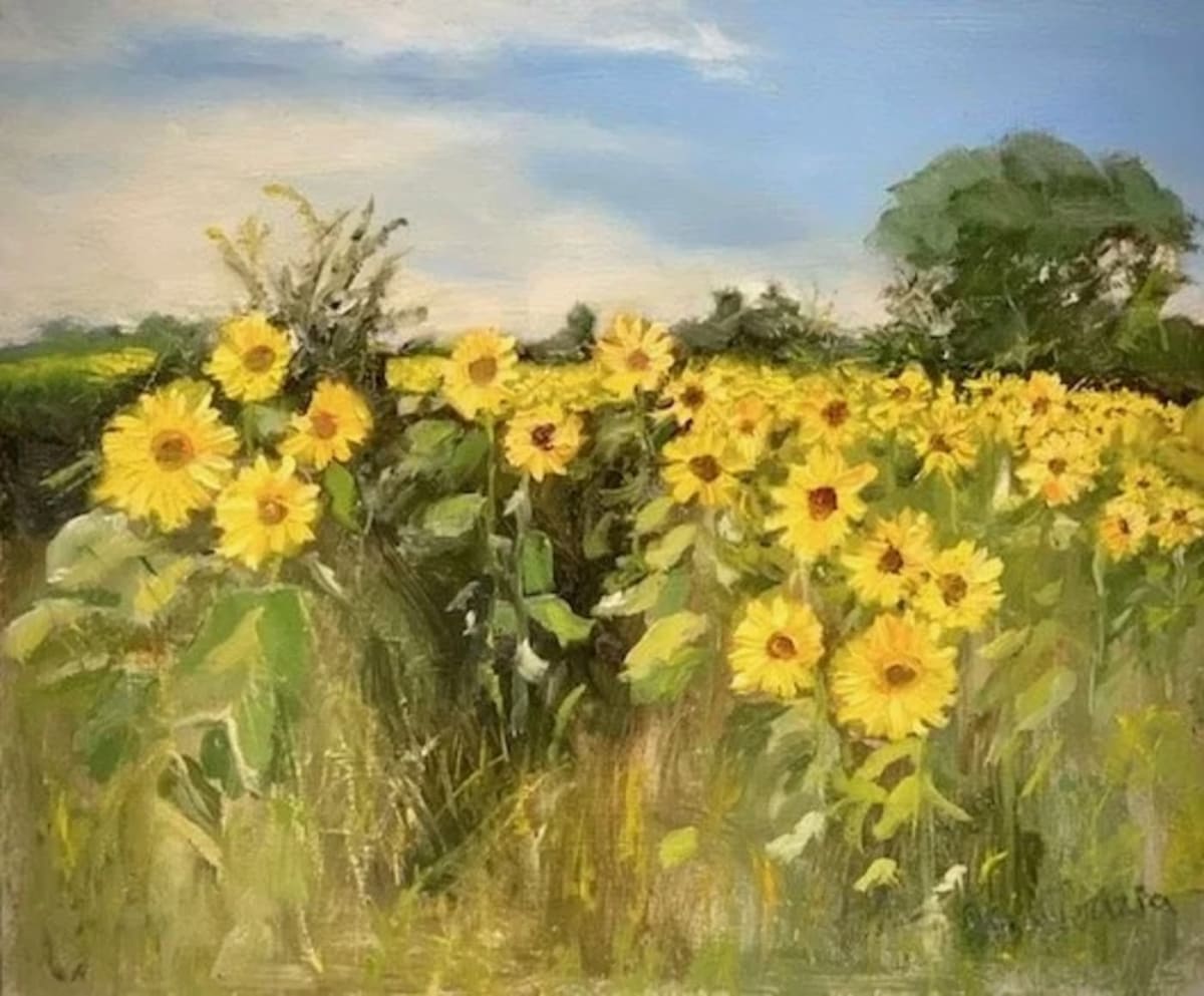 Memories of Summer, West Bergholt by Irena Massarella, oil painting on board 