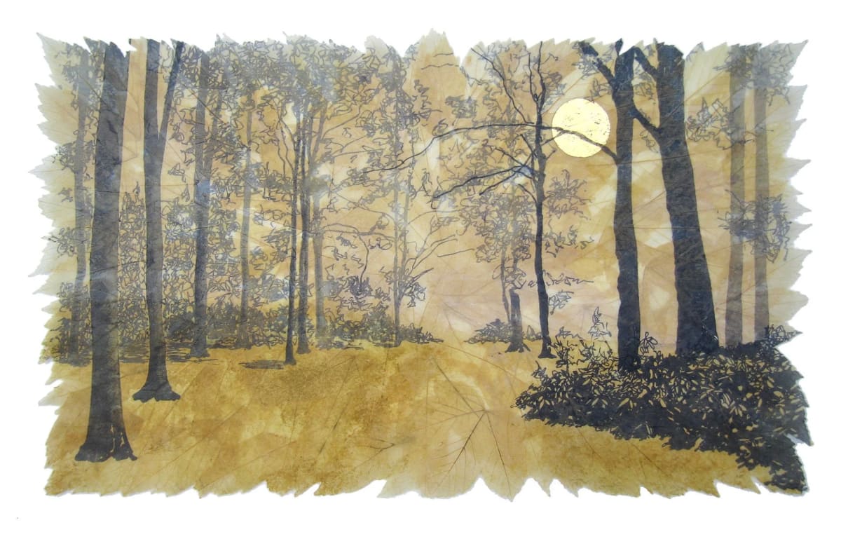 Golden Light IV by Janet French - Screenprint on Sycamore leaf paper