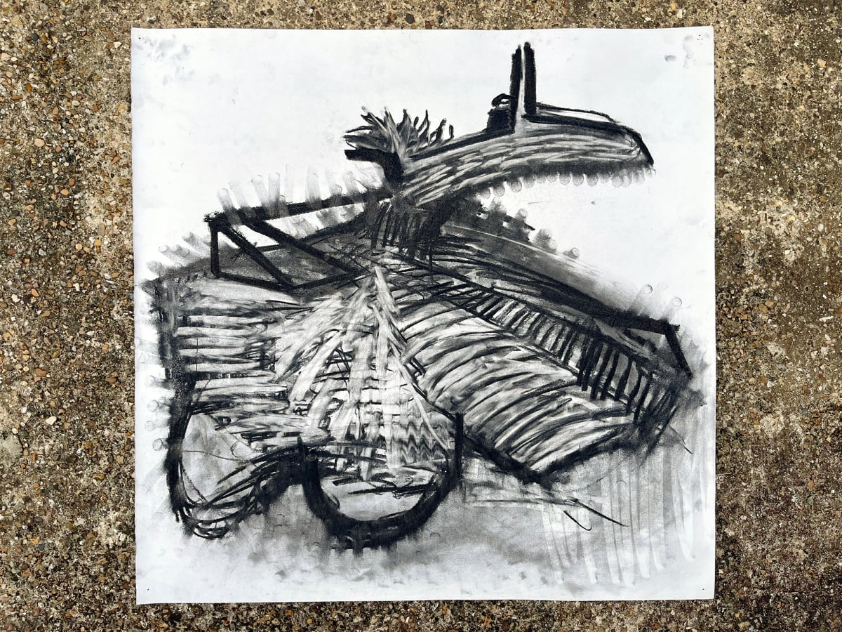 Shingle Spit I by Jevan Watkins Jones - Charcoal on paper