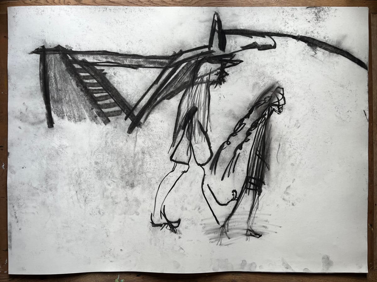 Ness People by Jevan Watkins Jones - Charcoal on paper