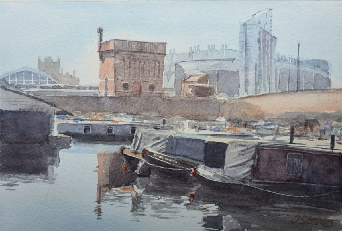 St Pancras Basin by Joe Stevens - Watercolour