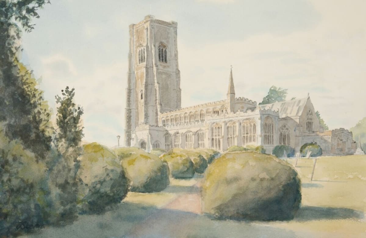 St Peter and St Paul's Church, Lavenham by Joe Stevens - Watercolour