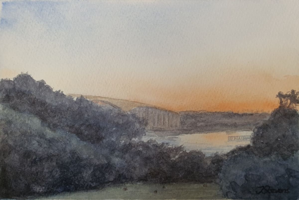 Orwell Bridge at Sunset by Joe Stevens - Watercolour