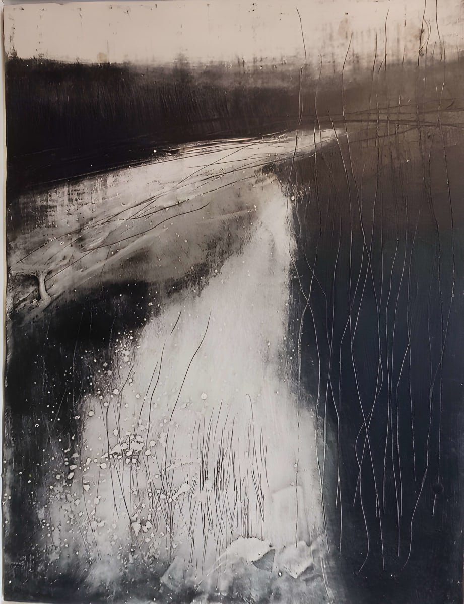 Hedges and Edges, River Path, Winter by Tessa Frampton - Painting