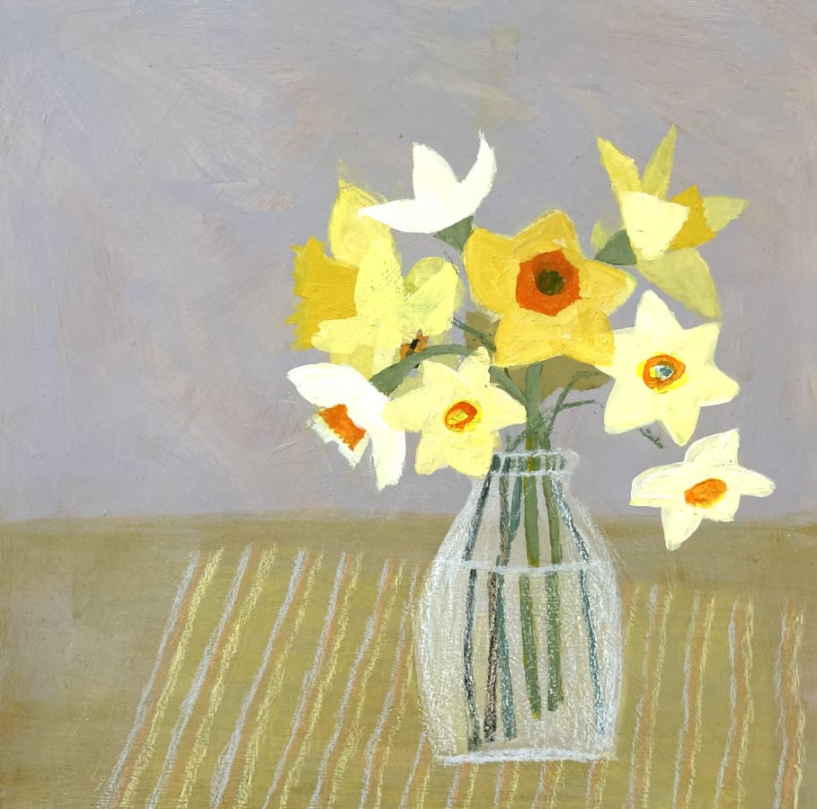 Narcisi from the Coop by Barbara Peirson - Acrylic