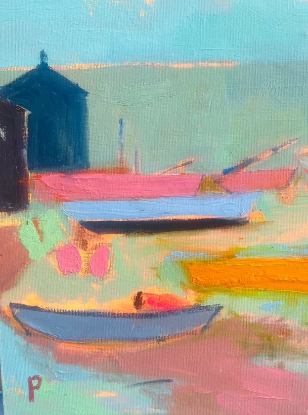 Boats Walberswick by Sarah Muir Poland