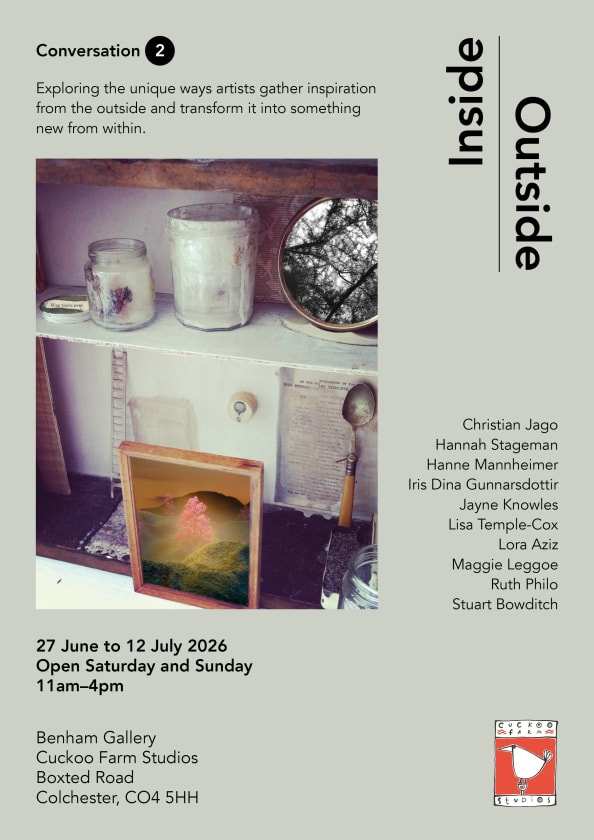 Inside/Outside exhibition poster — Benham Gallery, Cuckoo Farm Studios