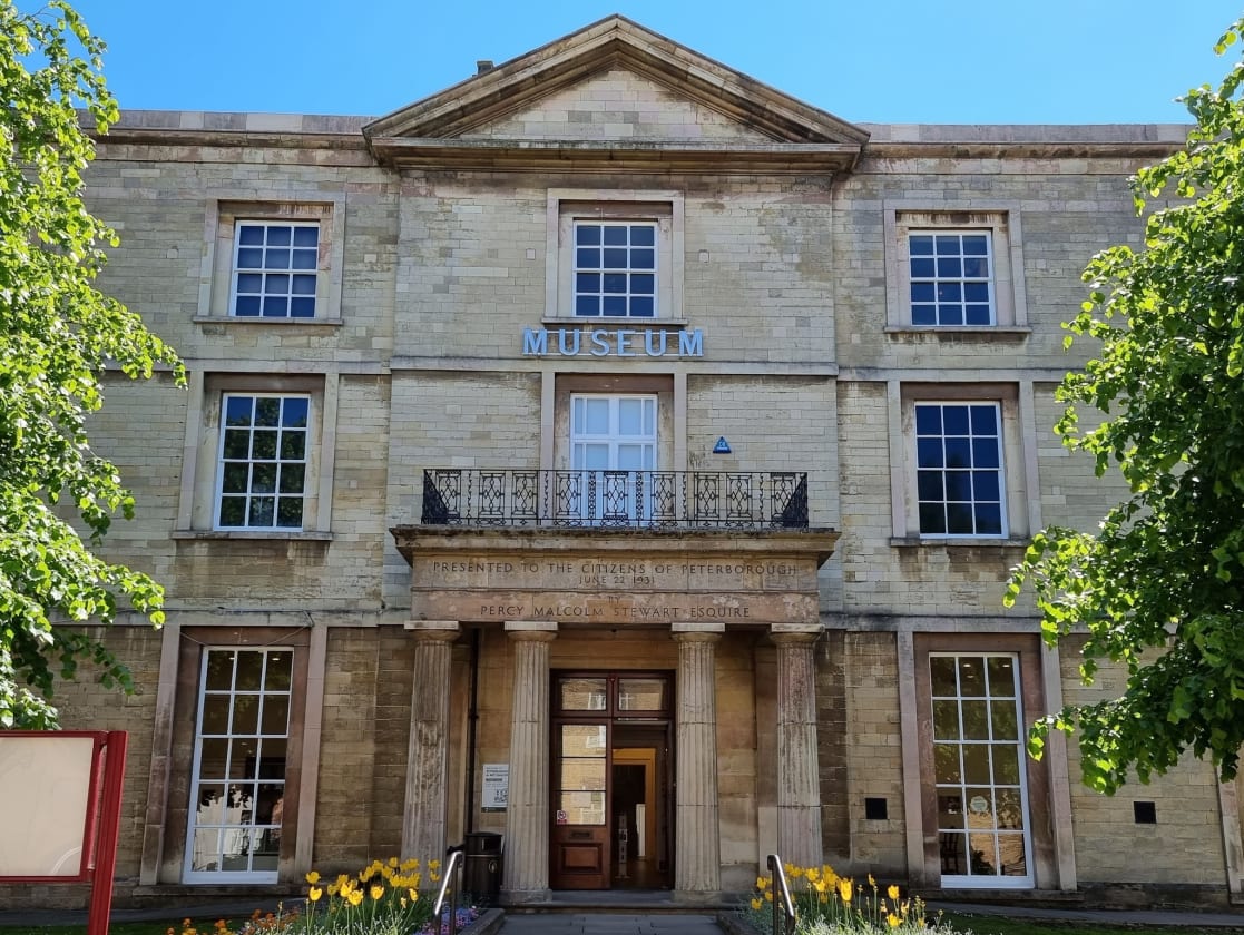 The frontage of Peterborough Museum & Art Gallery on Priestgate