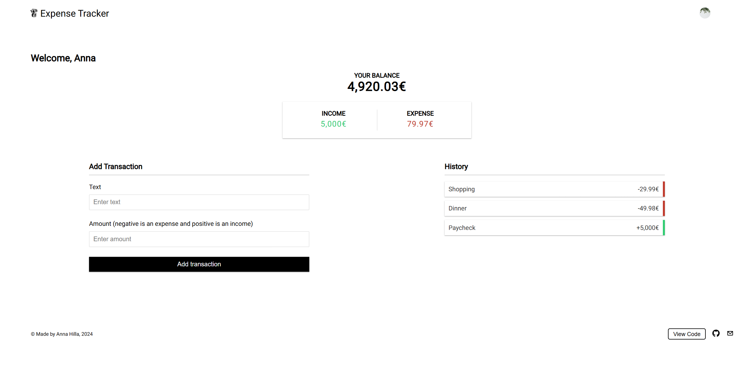 Expense Tracker Screenshot