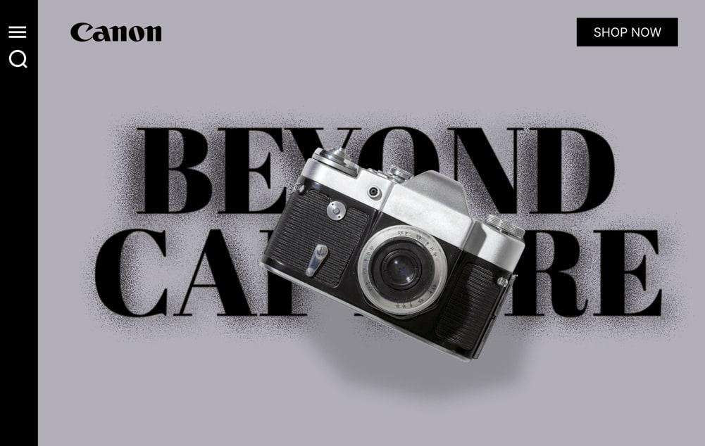Canon Camera Web Design hero