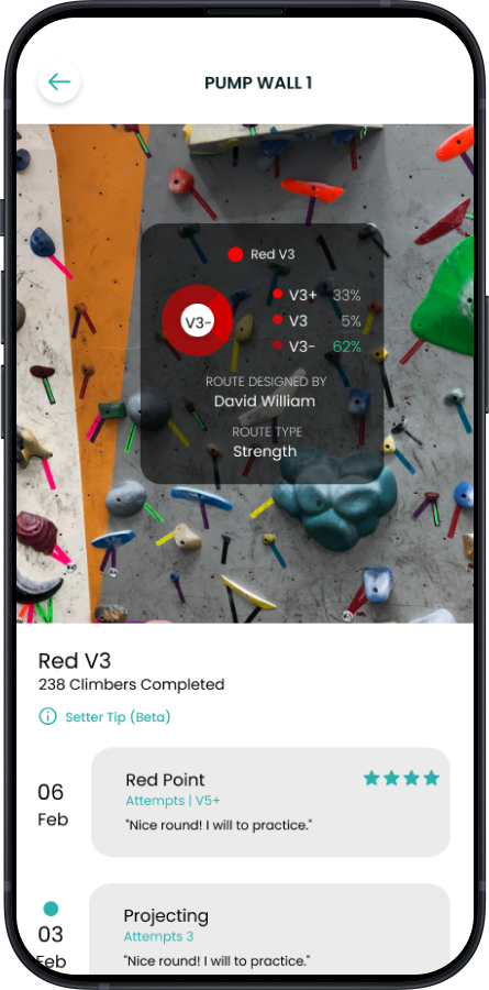 Climbary route log screen preview