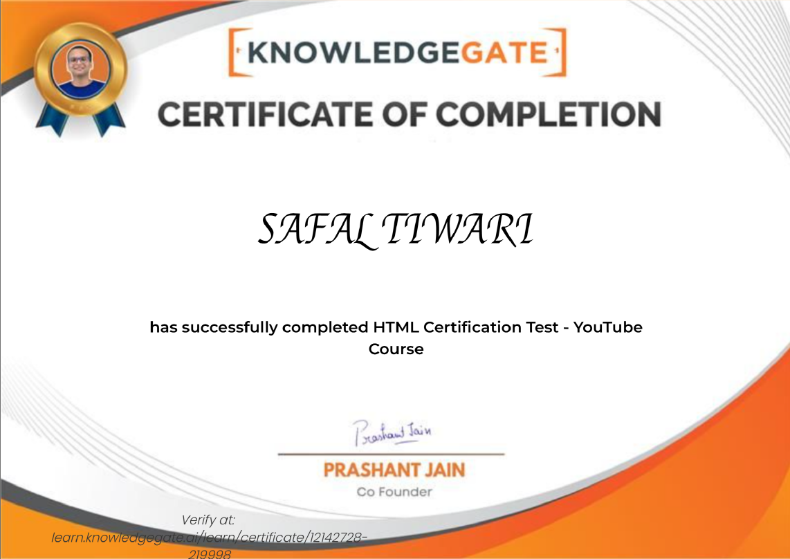 HTML Certificate