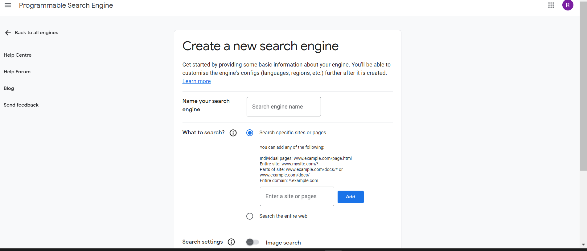 Create Search Engine