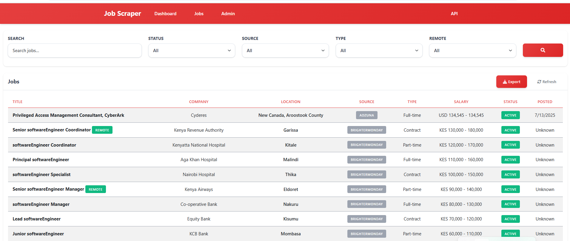 Job Scraper Dashboard